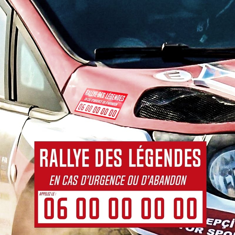 Etiquette urgence personnalisable pour vos rallyes - plaque-rallye.fr