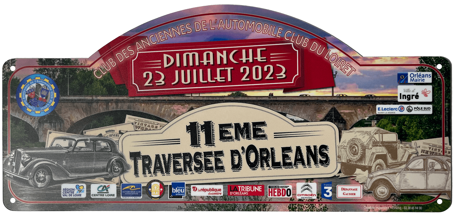 PLAQUE DE RALLYE - TRAVERSÉE D'ORLEANS - 07/2023